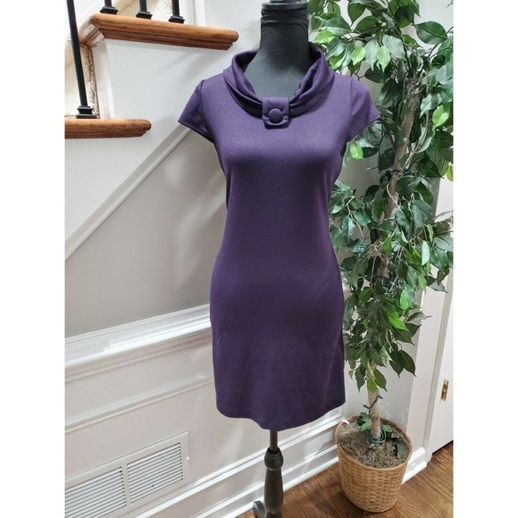 Alyn Paige Womens Purple Polyester Cowl Neck Cap Sleeve Knee Length Dress Size M - Picture 10 of 10
